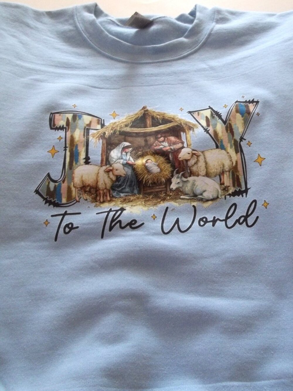 "Joy to the World" Blue Crew Neck Sweatshirt